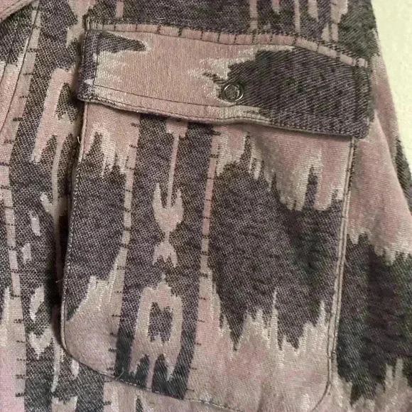 Free People We The Free Izzie Cargo Jacquard Purple Shacket Chore Jacket Size M - Picture 11 of 14
